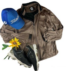 VTG Footjoy FJ Mens Brown Full Zip Track Jacket size Large Adjustable